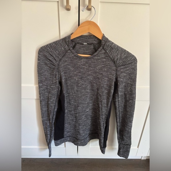Lululemon Think Fast Pullover Long Sleeve Top Black and Gray Size 6 - Picture 1 of 3